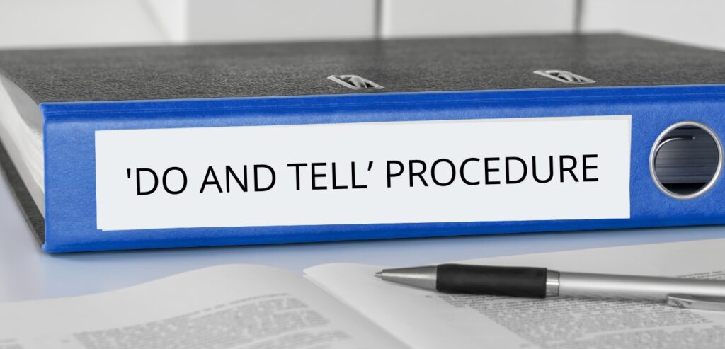 Binder labeled 'Do and Tell' procedure, symbolizing the Type IA variation process under the Variations Regulation, where changes are implemented first and reported later